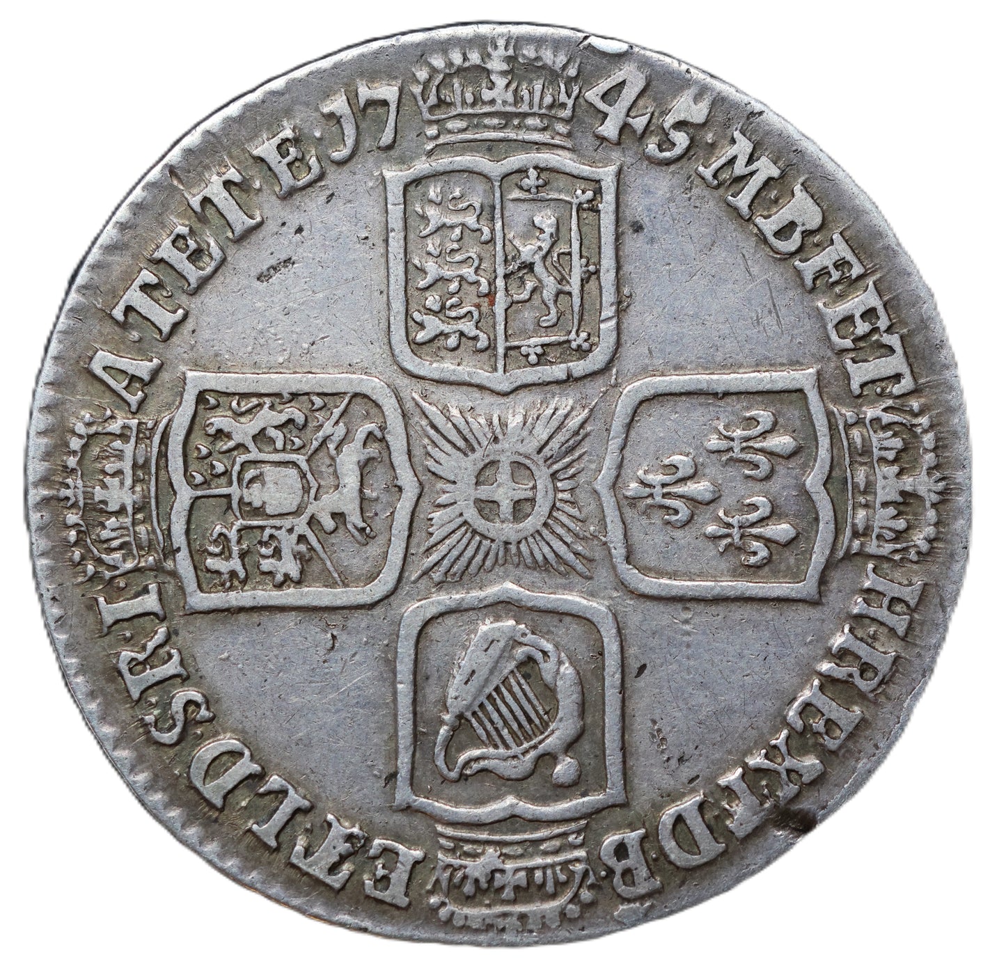 1745 George II Shilling – LIMA (Struck from Captured Spanish Treasure)