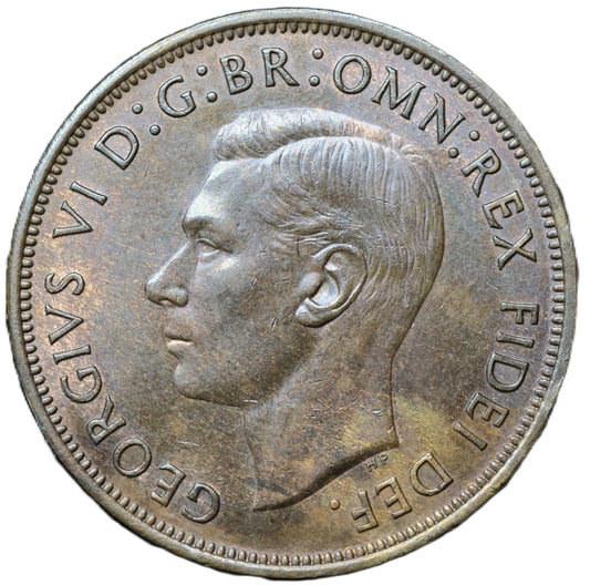 1950 George VI One Penny – Rainbow Toned Lustrous