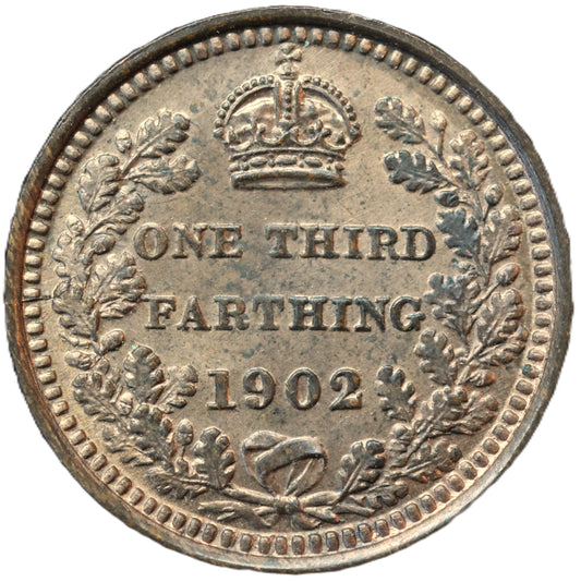 1902 Edward VII One Third Farthing – Superb Lustrous Bronze – Exceptional Mint State Example
