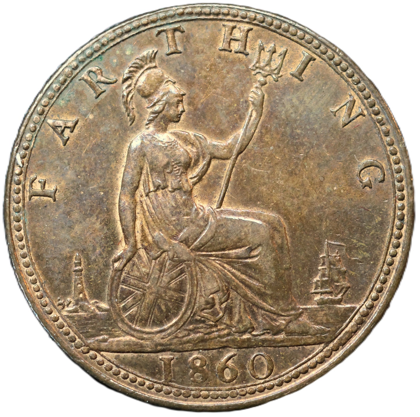 1860 Queen Victoria Bronze Farthing – Premium Lustrous Example