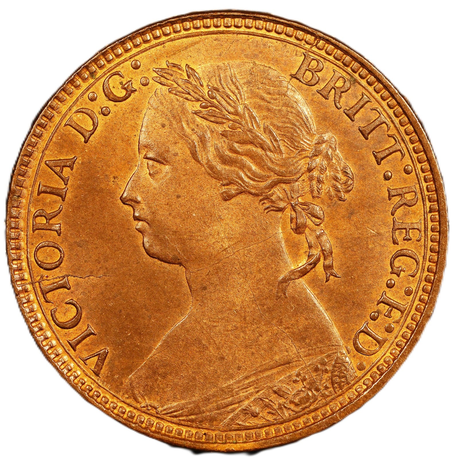 1875H Queen Victoria Farthing – Scarce Heaton Mint – aUNC with Lustre Mint