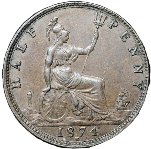 1874H Queen Victoria Halfpenny – Heaton Mint
