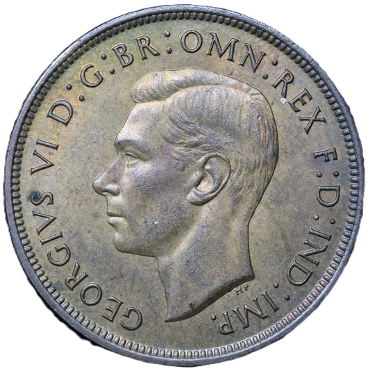 1937 George VI Penny – Toned Lustrous Bronze