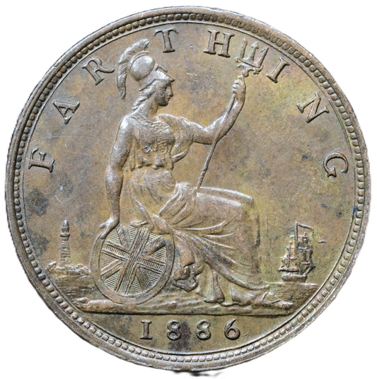 1886 Queen Victoria Farthing – Lustrous Bronze – Choice Cabinet Example