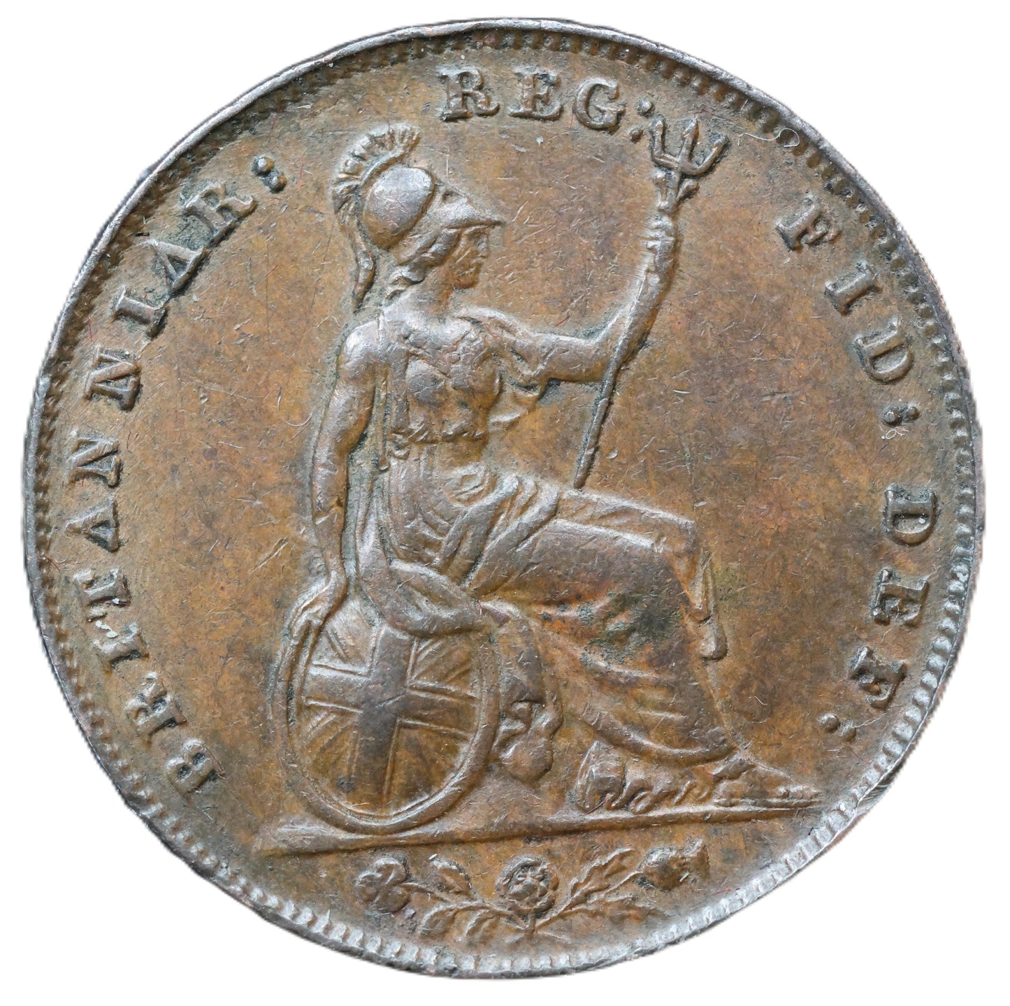 1853 Victoria One Penny – Even Chestnut Toning