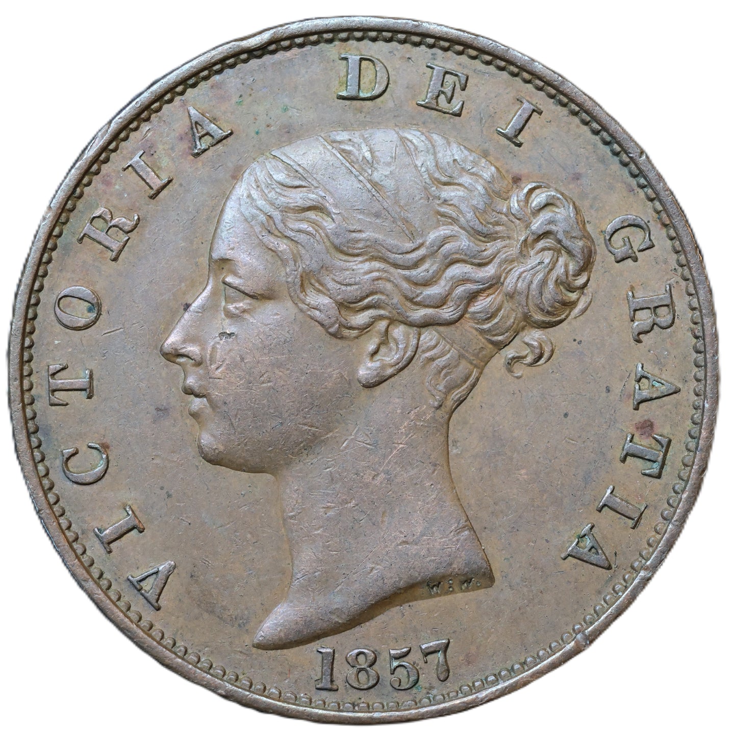 1857 Victoria One Penny – Natural Toning