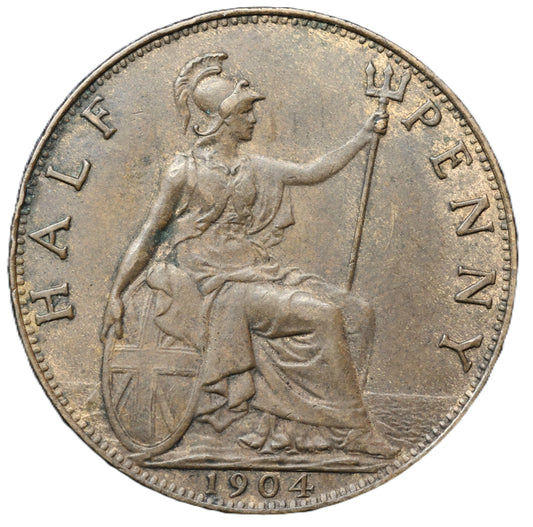 1904 Edward VII Half Penny – Lustrous Bronze